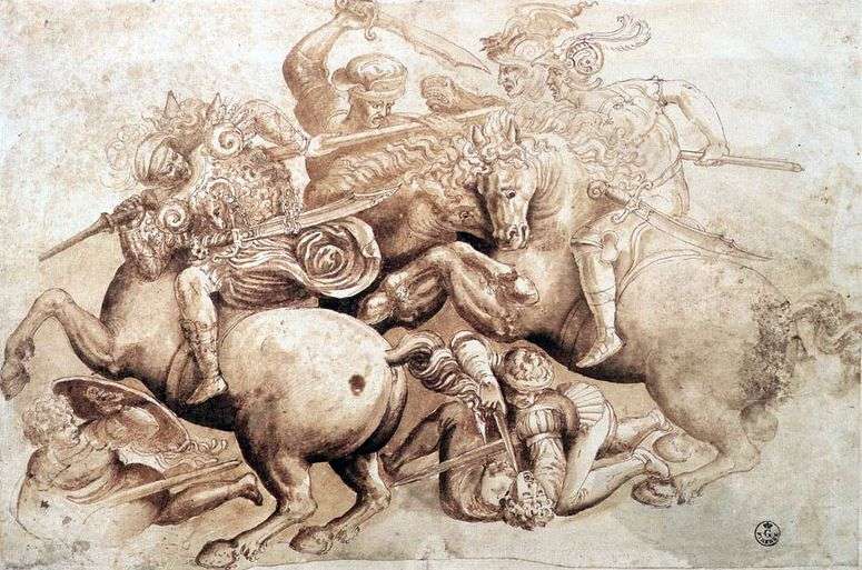 Описание картины Ангиарийское сражение   Леонардо да Винчи