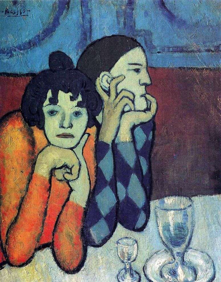 Описание картины Арлекин и его подружка   Пабло Пикассо