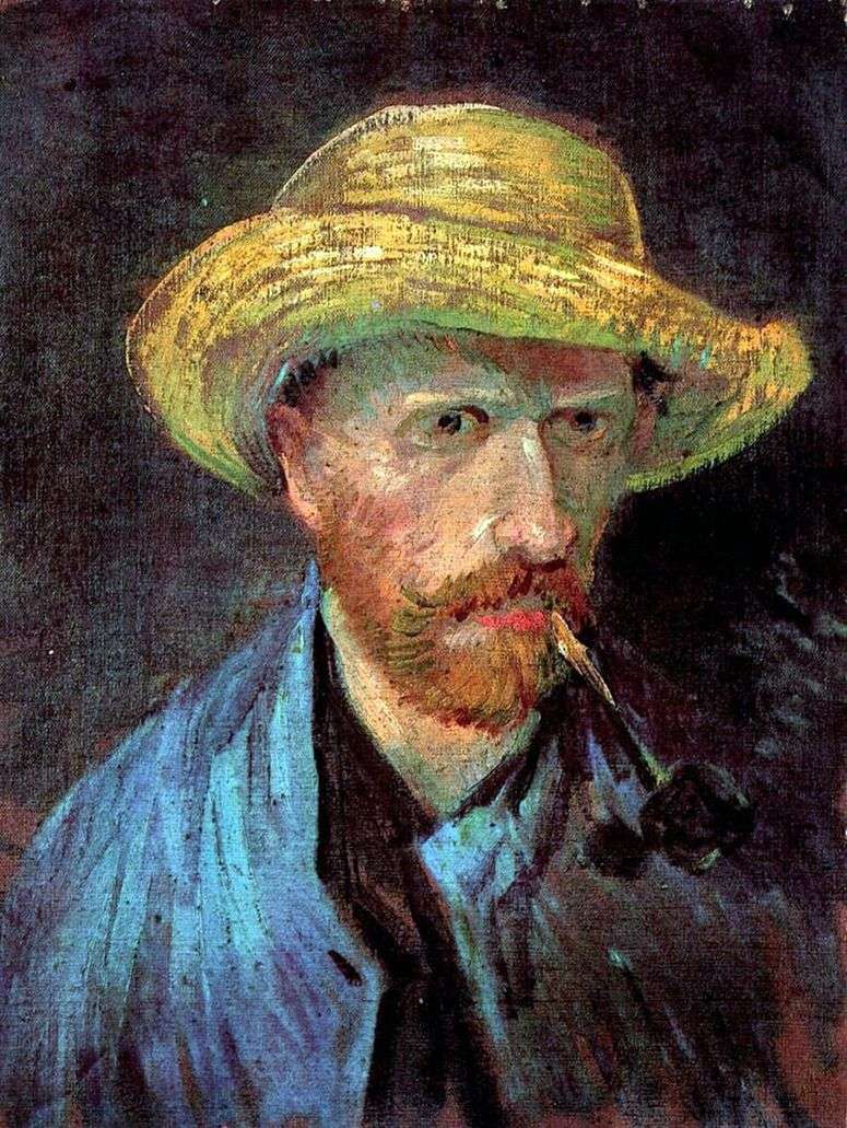 Описание картины Автопортрет в соломенной шляпе с трубкой   Винсент Ван Гог