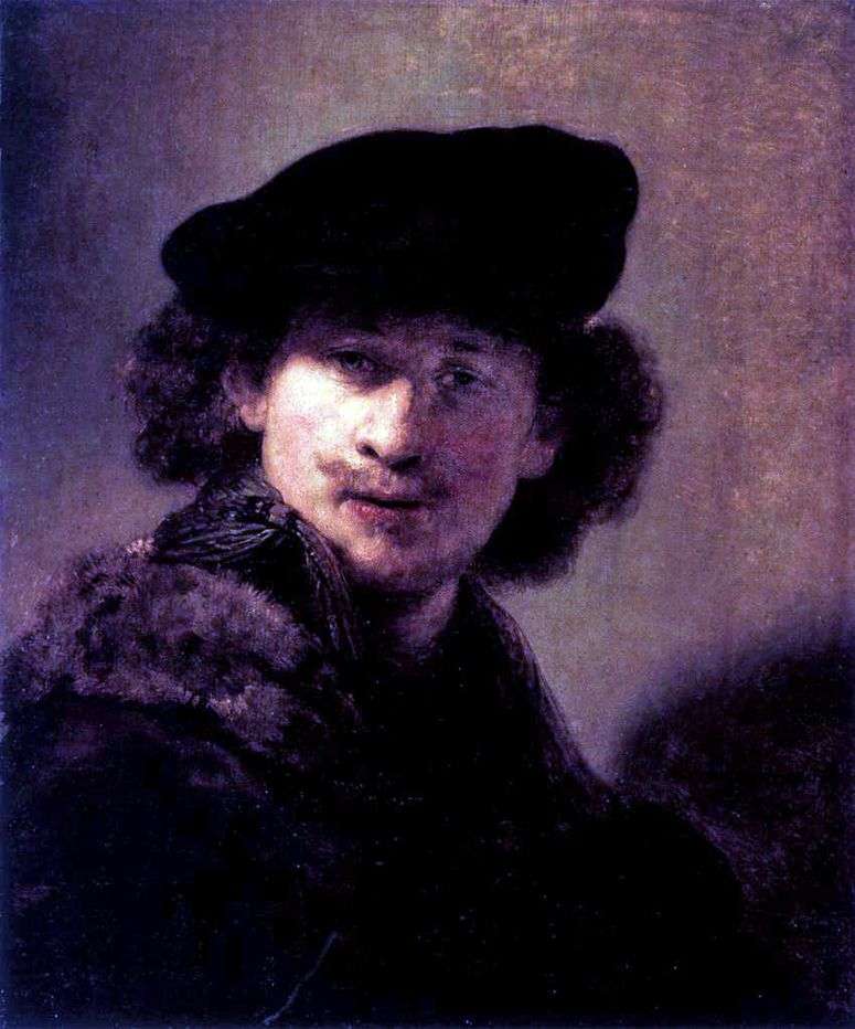 Описание картины Автопортрет в вельветовом берете   Рембрандт Харменс Ван Рейн