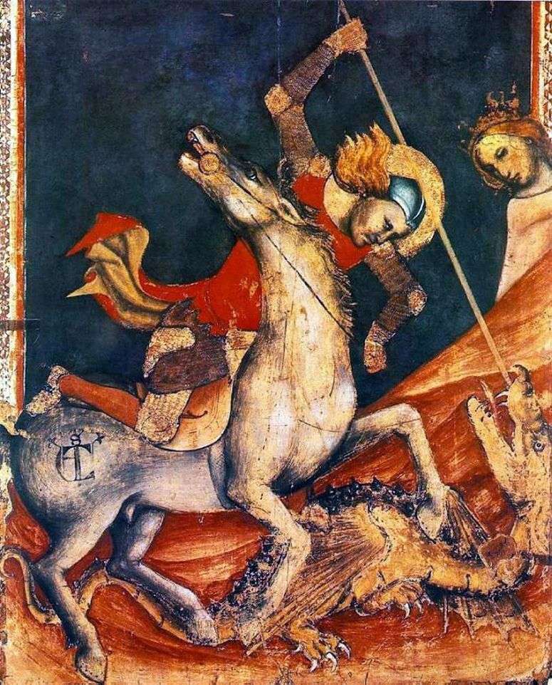 Описание картины Битва св. Георгия с драконом. Ок   Витале да Болонья