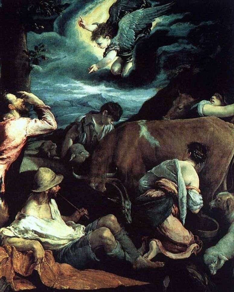 Описание картины Благовещение пастухам   Якопо Бассано