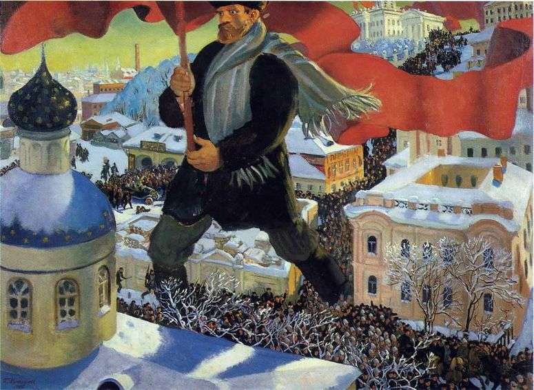 Описание картины Большевик   Борис Кустодиев