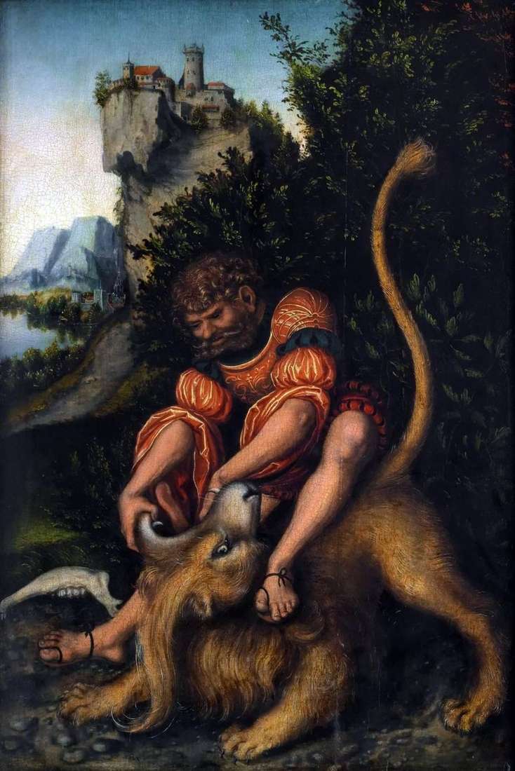 Описание картины Борьба Самсона со львом   Лукас Кранах
