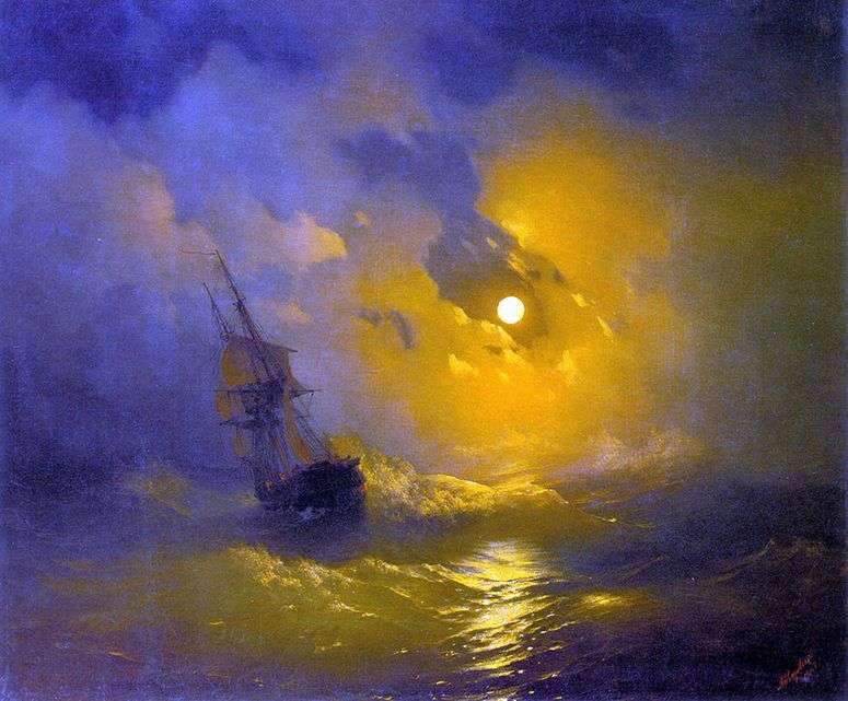 Описание картины Буря на море ночью   Иван Айвазовский