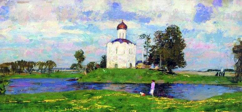 Описание картины Церковь Покрова на Нерли   Сергей Герасимов