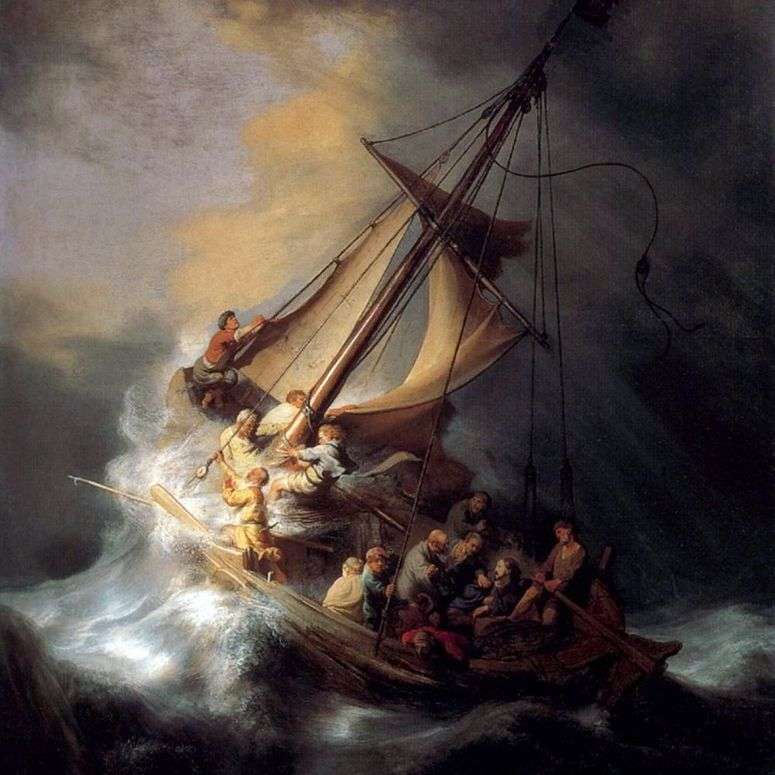 Описание картины Челнок Христа во время бури   Рембрандт Харменс Ван Рейн