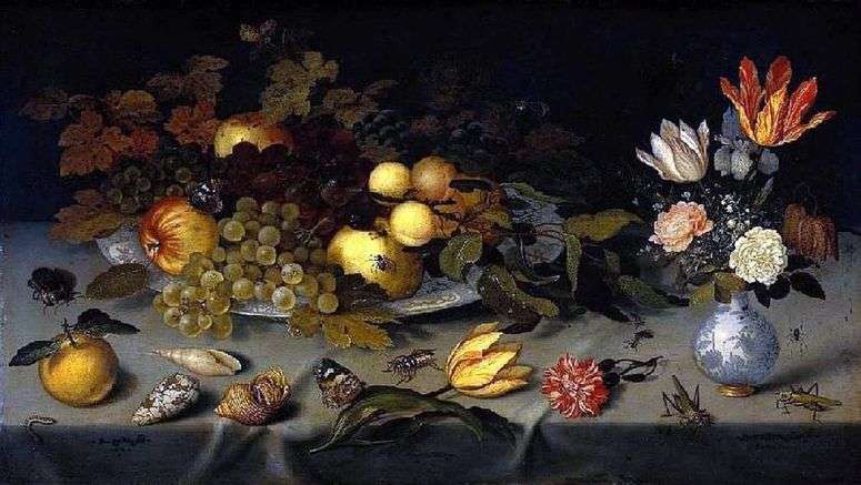 Описание картины Цветы и фрукты   Балтазар ван дер Аст