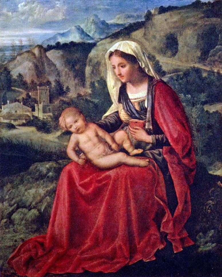 Описание картины Дева Мария с младенцем на фоне пейзажа   Джорджоне