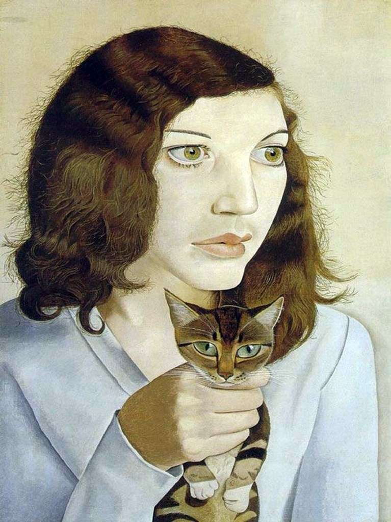 Описание картины Девушка с кошкой   Люсьен Фрейд