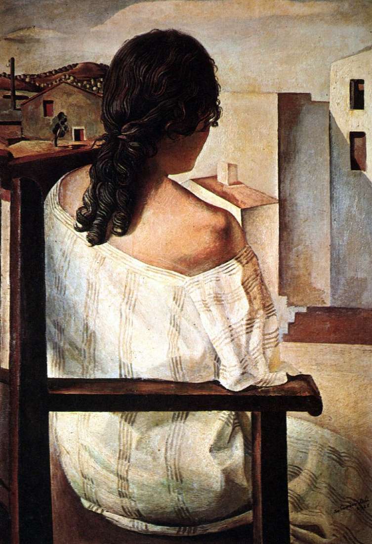 Описание картины Девушка, сидящая спиной   Сальвадор Дали