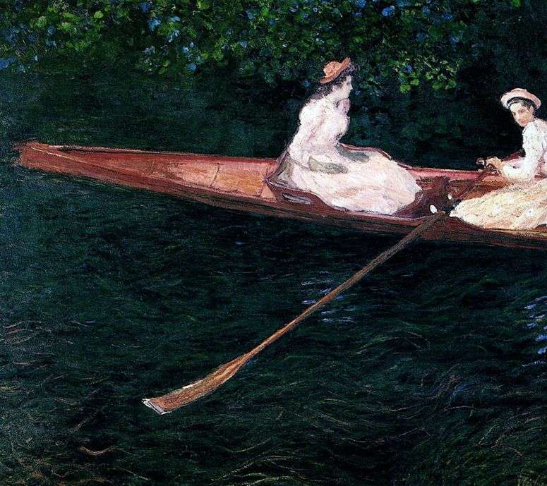 Описание картины Девушки плывущие в лодке по реке Эпт   Клод Моне