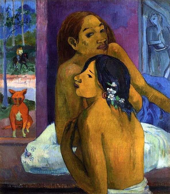 Описание картины Две женщины (Цветы в волосах)   Поль Гоген