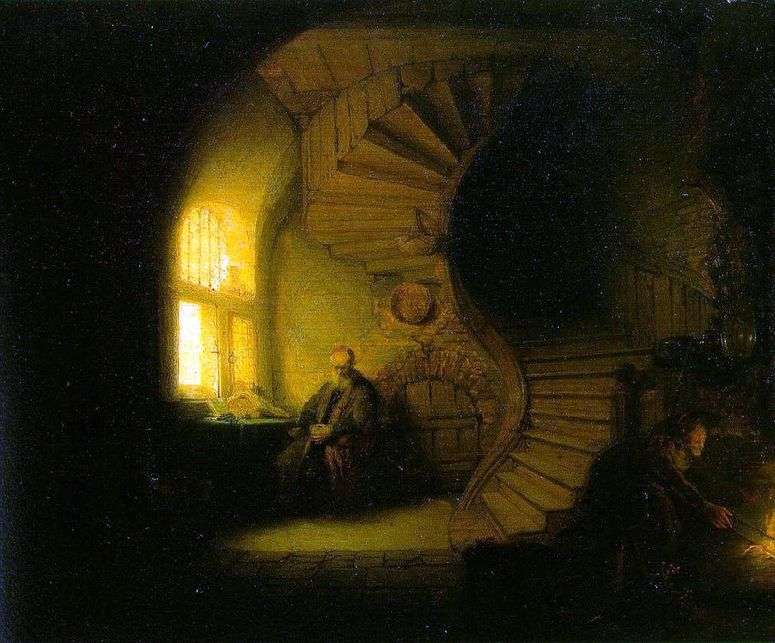 Описание картины Философ, размышляющий в своей комнате   Рембрандт Харменс Ван Рейн