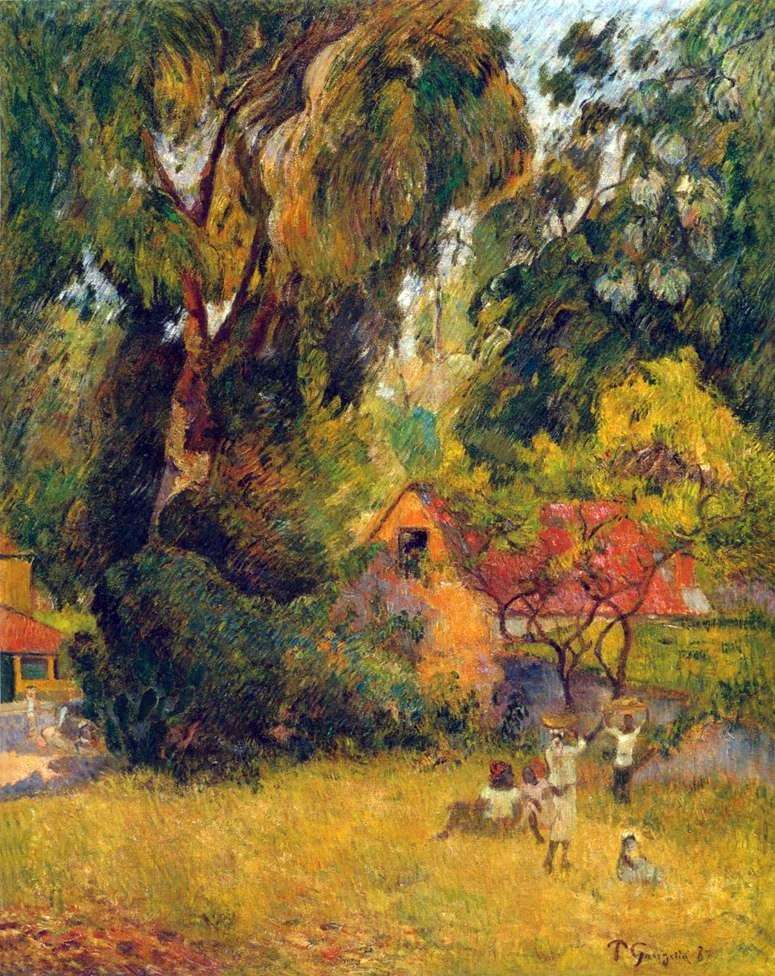 Описание картины Хижины под деревьями   Поль Гоген