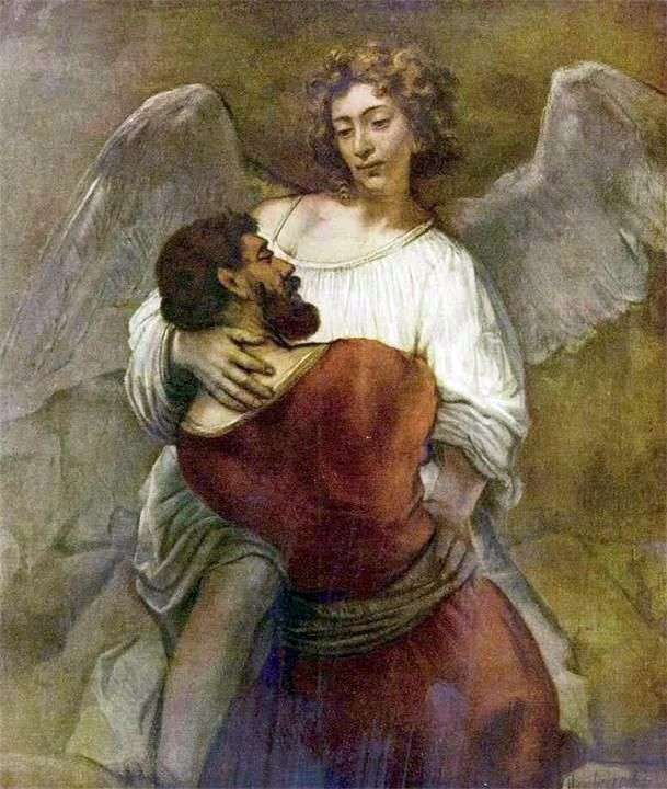 Описание картины Иаков борется с ангелом   Рембрандт Харменс Ван Рейн