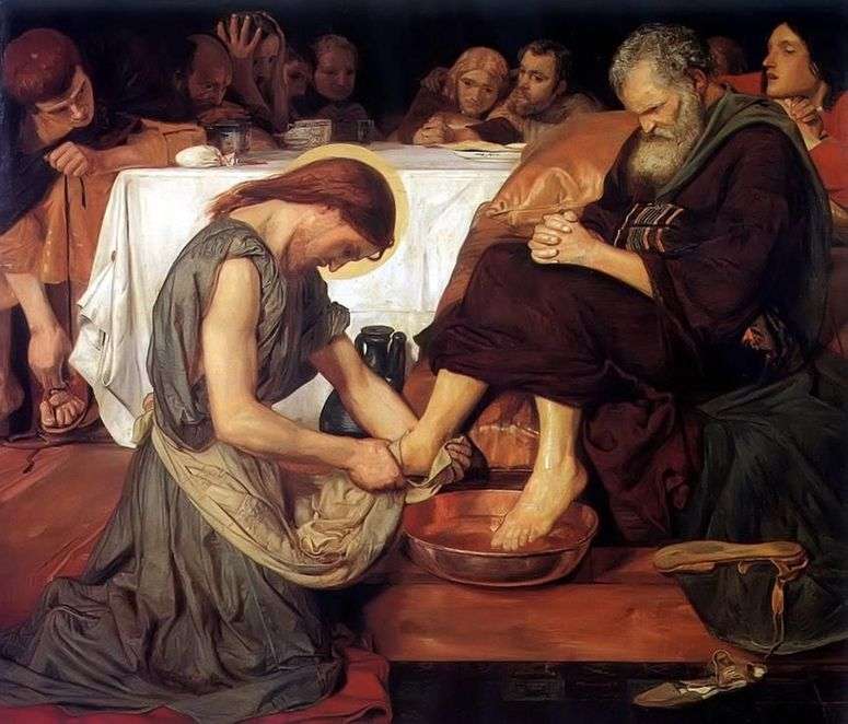 Описание картины Иисус омывающий ноги Петру   Форд Мэдоксон Браун