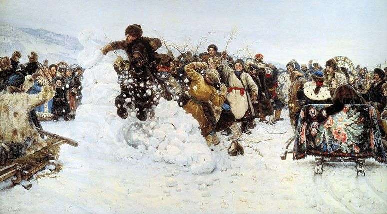 Описание картины Взятие снежного городка   Василий Суриков