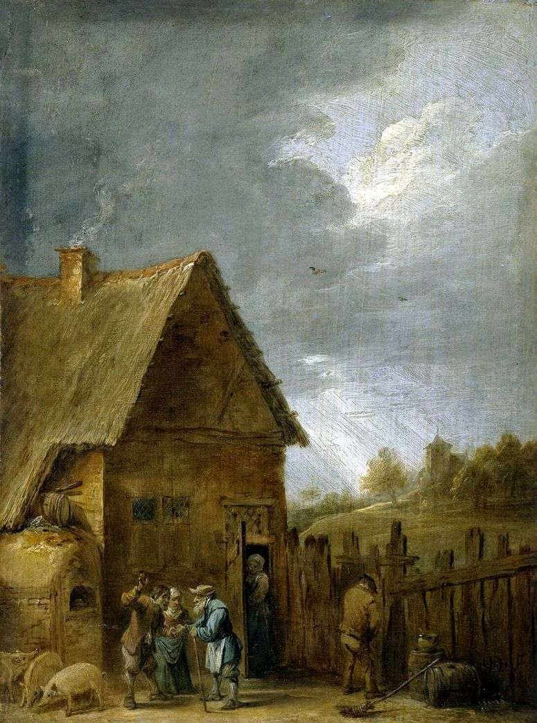 Описание картины Двор крестьянского дома   Давид Тенирс
