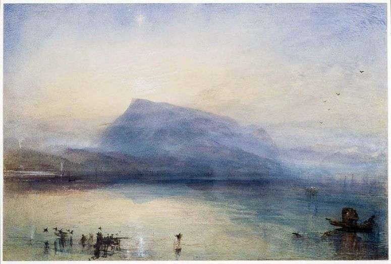 Описание картины Гора Риги: вид на Люцернское озеро на восходе   Уильям Тернер