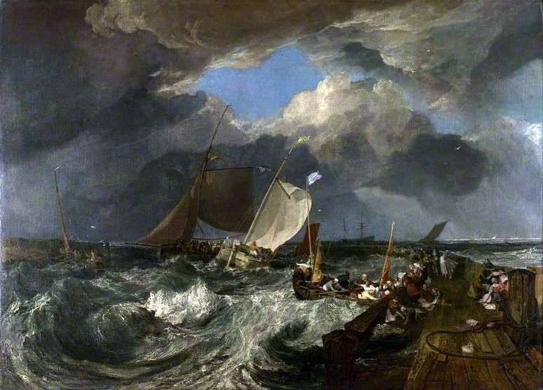 Описание картины Мол в Кале. Французские рыбаки выходят в море прибывает английское пассажирское судно   Уильям Тернер