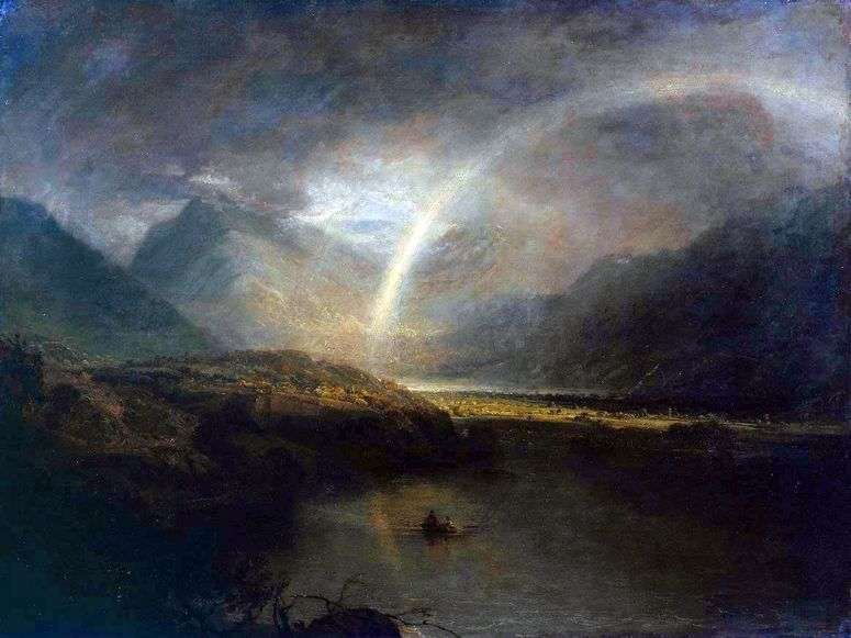 Описание картины Озеро Баттермир, с радукой и ливнем   Уильям Тернер