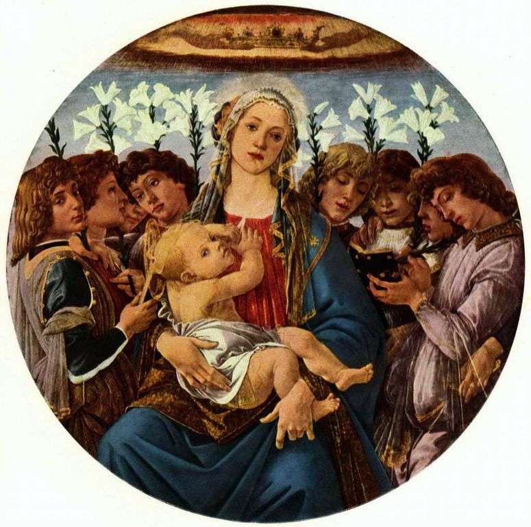 Описание картины Мадонна с Младенцем и восемью ангелами (Рачинское тондо)   Сандро Боттичелли