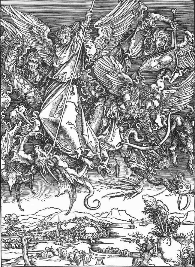 Описание картины Битва архангела Михаила с драконом   Альбрехт Дюрер