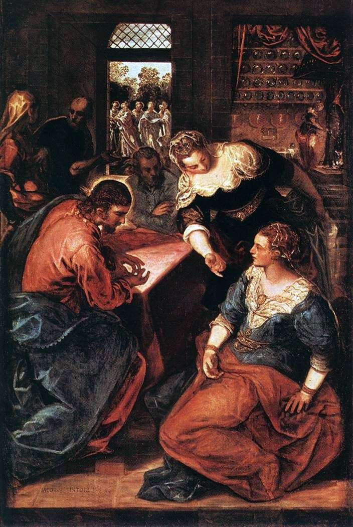 Описание картины Христос в доме Марфы и Марии   Якопо Тинторетто