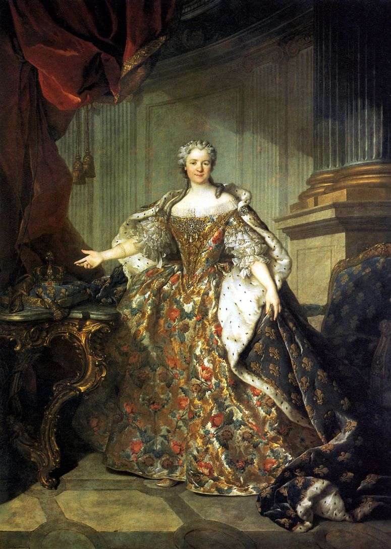 Описание картины Мария Лещинская, королева Франции, жена Людовика XV   Луи Токке