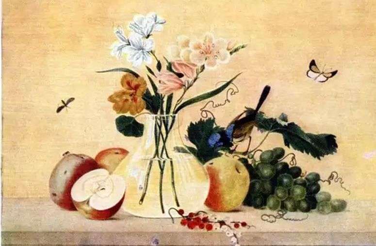 Описание картины Цветы, фрукты, птица   Федор Толстой