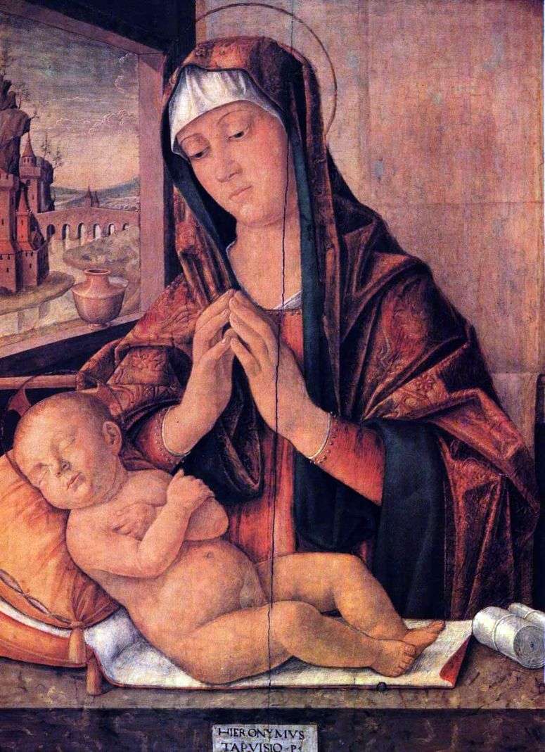 Описание картины Мария со спящим младенцем   Джироламо да Тревизо