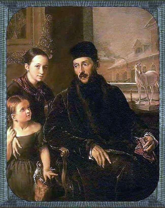 Описание картины Портрет Д. П. Воейкова с дочерью и гувернанткой мисс Сорок   Василий Тропинин