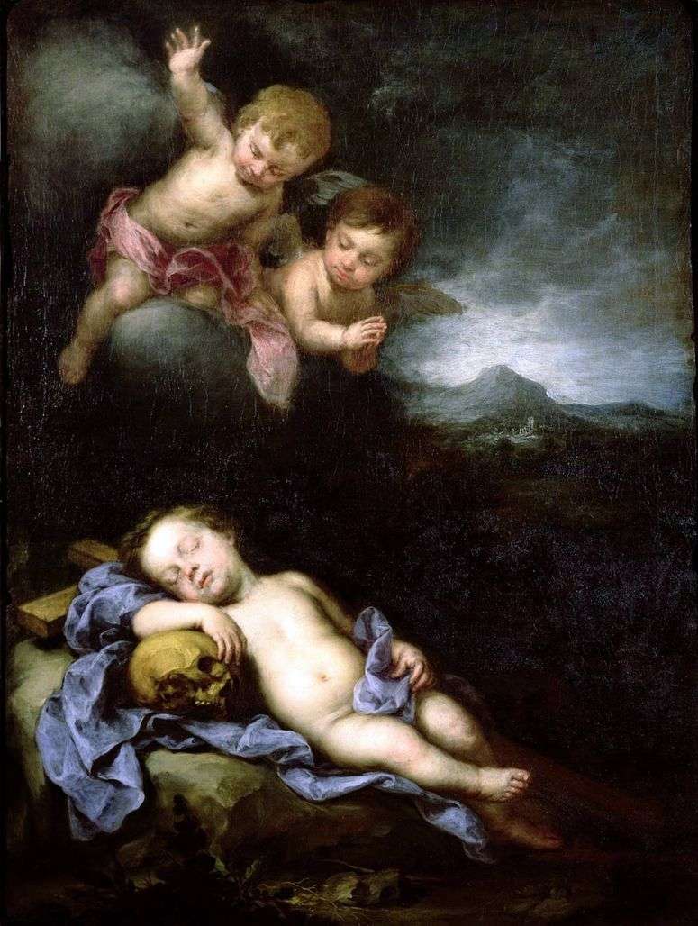 Описание картины Спящий Младенец Христос с ангелами   Бартоломе Эстебан Мурильо