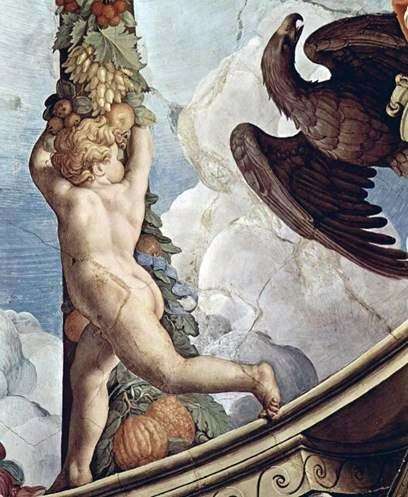 Описание картины Гирлянда с ангелами (фреска)   Аньоло Бронзино
