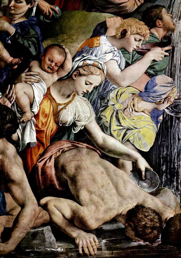 Описание картины Моисей иссекает воду из скалы (фреска)   Аньоло Бронзино