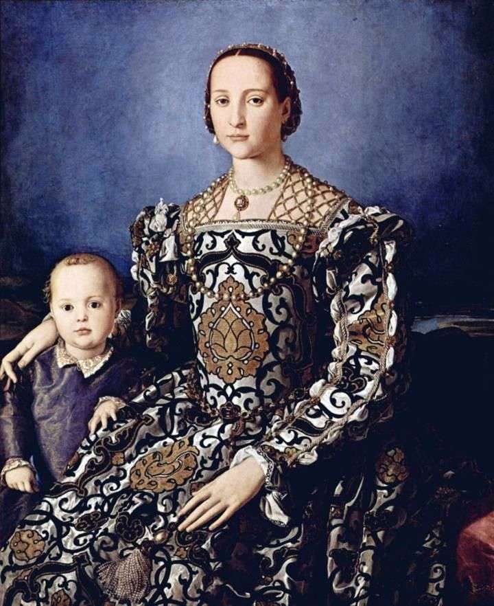 Описание картины Портрет Элеоноры Толедской с сыном Джованни Медичи   Аньоло Бронзино