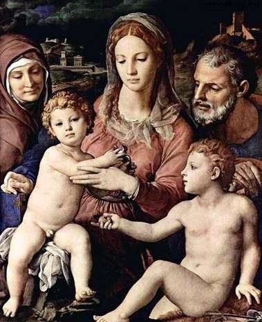 Описание картины Святое семейство со святой Анной и Иоанном Крестителем   Аньоло Бронзино