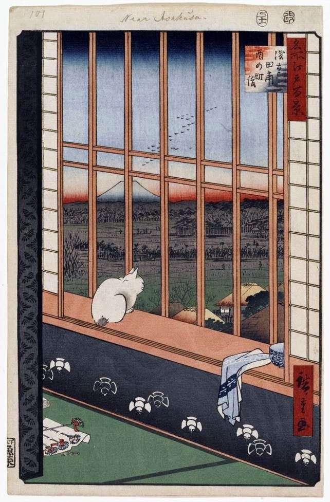 Описание картины Паломничество Ториномати в полях Асакуса   Андо Хиросигэ
