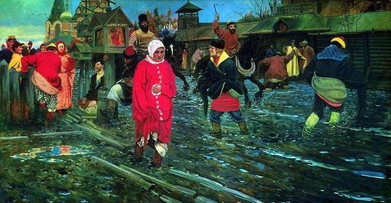 Описание картины Московская улица 17 го века в праздничный день   Андрей Рябушкин