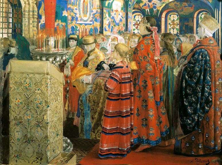 Описание картины Русские женщины XVII столетия в церкви   Андрей Петрович Рябушкин