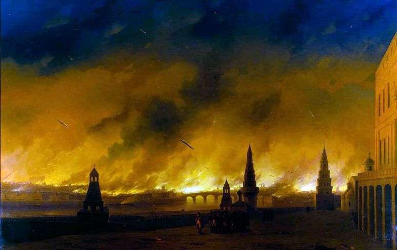 Описание картины «Пожар Москвы в 1812 году» — Иван Айвазовский | Шедевры  мировой живописи