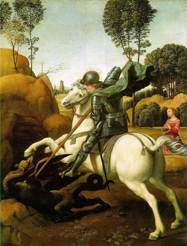 Описание картины Битва святого Георгия с драконом   Рафаэль Санти
