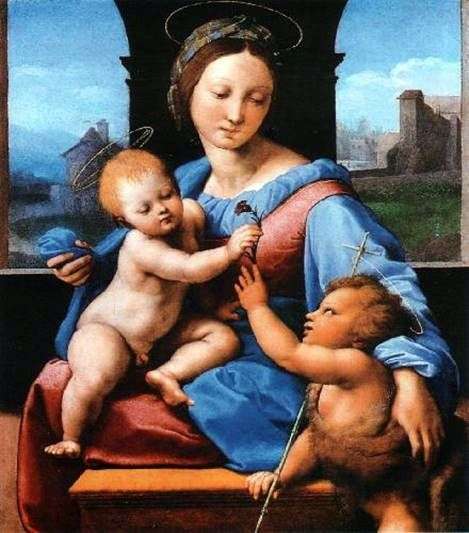Описание картины Мадонна с Младенцем и маленьким Иоанном Крестителем   Рафаэль Санти