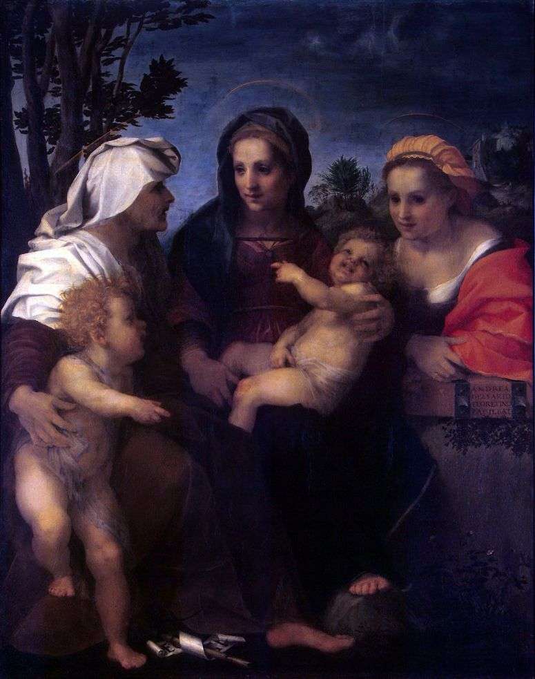 Описание картины Мадонна с Младенцем, святыми Екатериной, Елизаветой и Иоанном Крестителем   Андреа дель Сарто