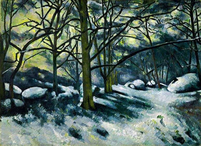 Описание картины Тающий снег в лесу Фонтенбло   Поль Сезанн