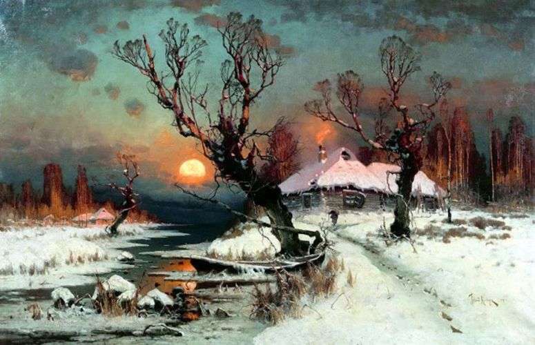 Описание картины Закат солнца зимой   Юлий Клевер