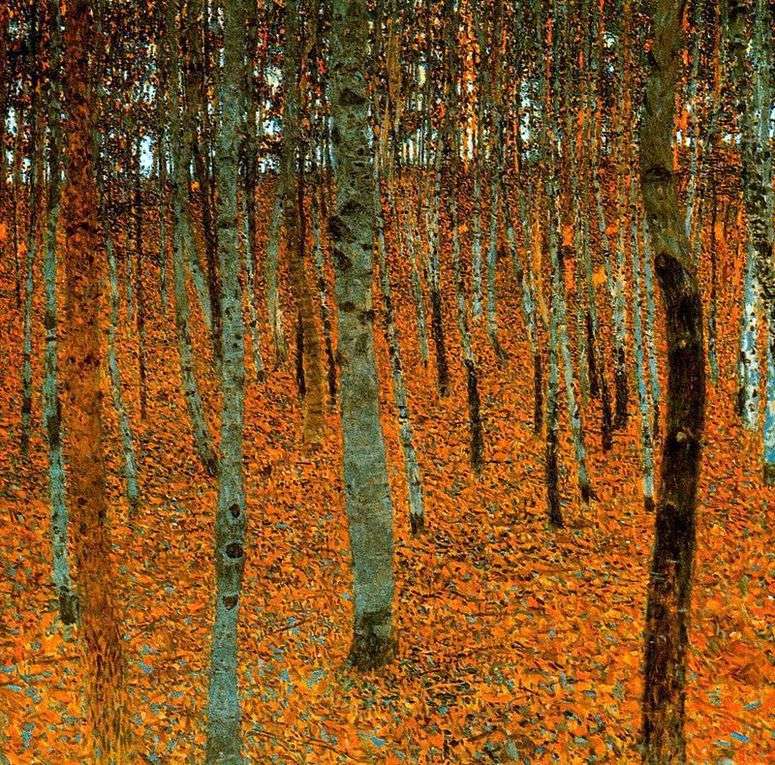 Описание картины Березовый лес   Густав Климт