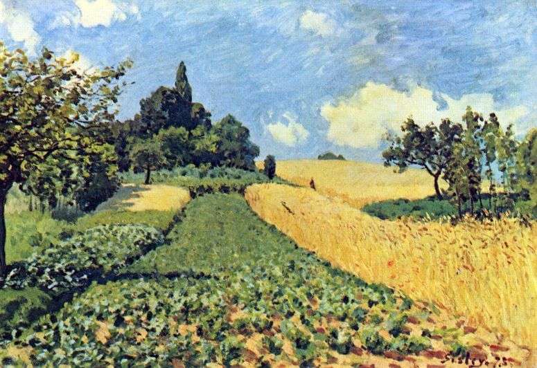 Описание картины Пшеничные поля в Аржентее   Альфред Сислей