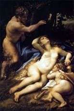 Описание картины Венера и Амур, за которыми подглядывает сатир   Корреджо (Антонио Аллегри)